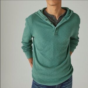 Men’s Lucky Brand Teal Waffle Hoodie Sweatshirt Size Medium